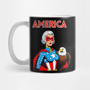 America Patriotic 60s Female Superhero July 4th USA Mug